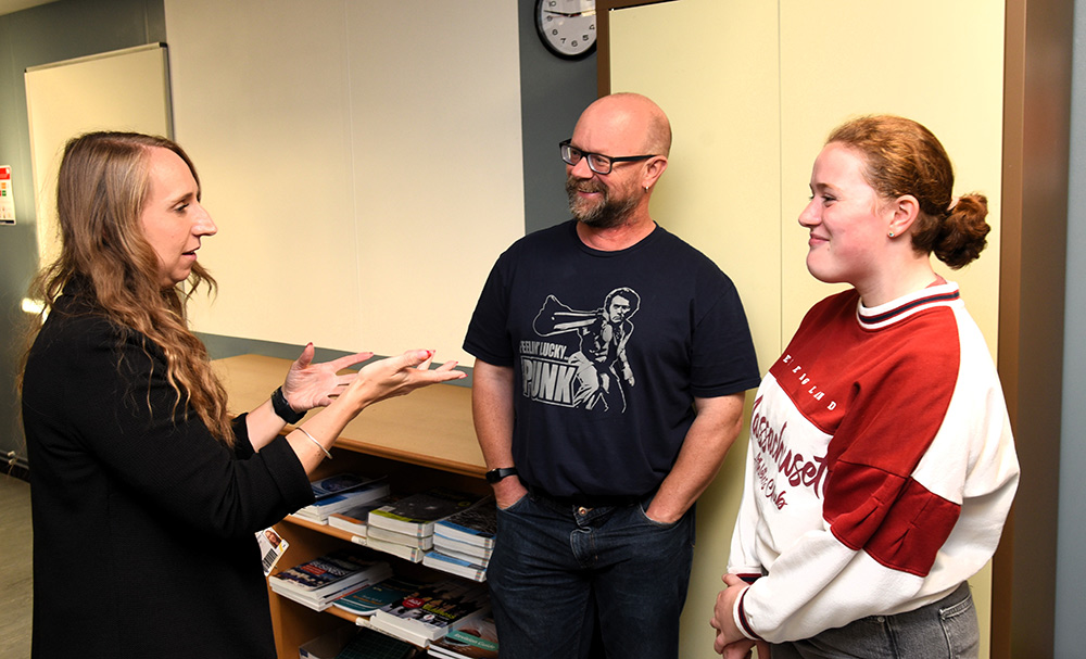 Emma Hamill discusses her options with Co-Director of Arts and Head of Drama Gemma Carter.